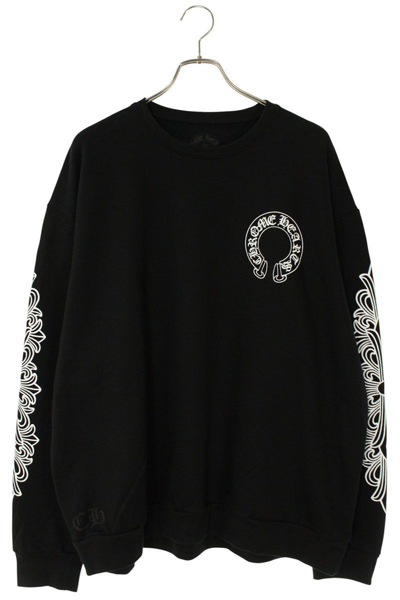 クロムハーツ SWTSHRT PLVR バックホースシュー袖フローラルプリントスウェット メンズ XL