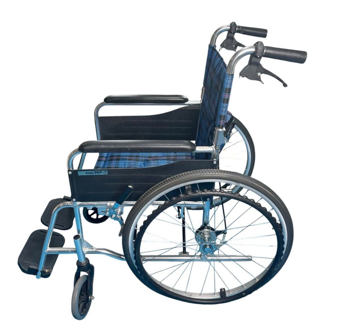 マキテック 車椅子 ズ 自走式 ネイビー 介護用品 跳ね上げ 背折れ 折りたたみ 車いす 介護用品