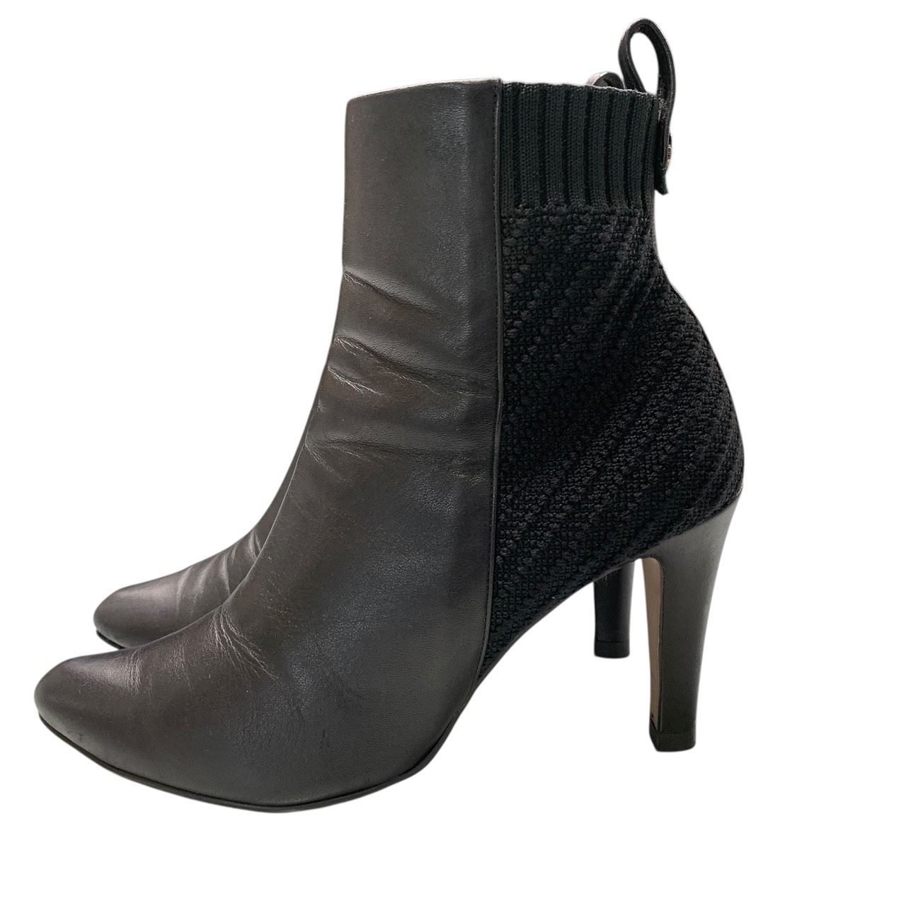 ♪3423 LANVIN COLLECTION ランバン 素材コンビリブショートブーツ 24.5㎝ 9397