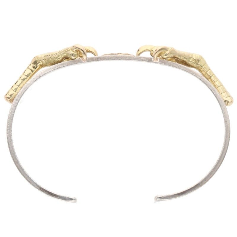 ゴローズ 金ダブルフェザーメタル付き平打ちバングル Mサイズ 【公式