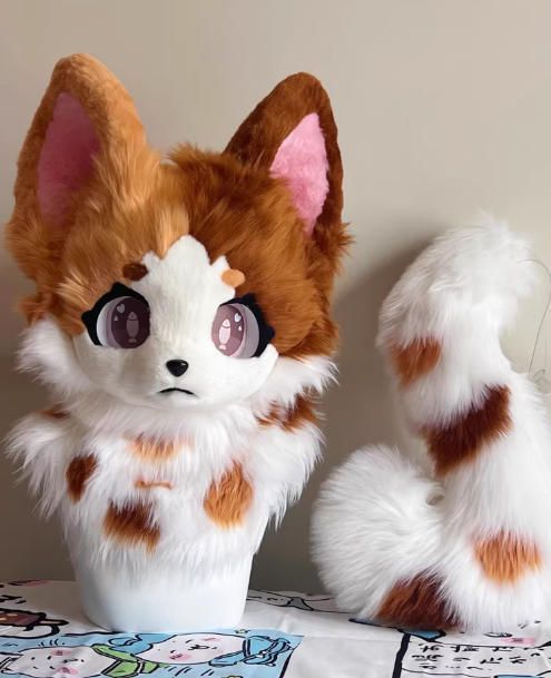 ファースーツ 着ぐるみセット NO.271 猫 茶色 ケモノ ファースーツ 全頭ヘッド ぬいぐるみ コスプレ コスチューム kigurumi