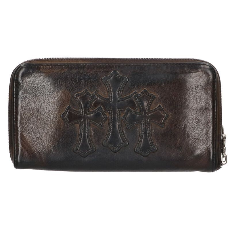 クロムハーツ REC F ZIP 3クロスラウンドジップカモフラ柄レザーウォレット財布 メンズ