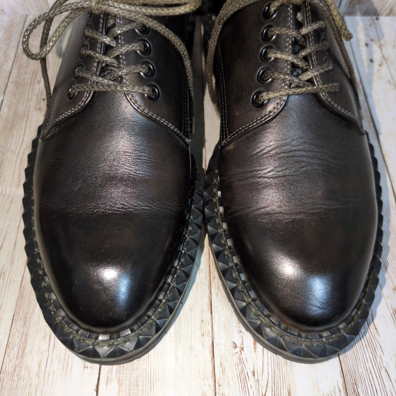 MIHARA ミハラヤスヒロ 厚底レザーシューズ Vibram ビブラムソール メンズ革靴 ブラック 黒 25 cm