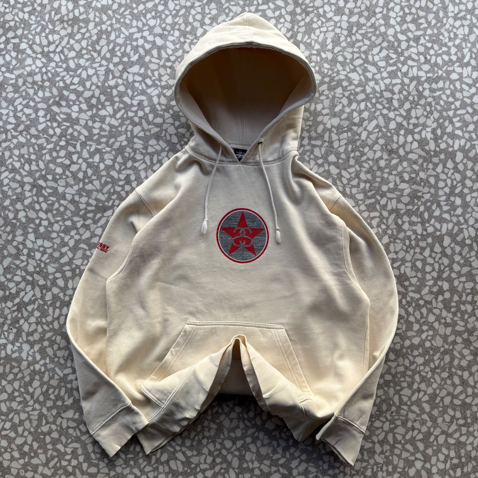 オールドSTUSSY プルオーバーフーディ S アメリカ製 復刻不可能柄 激