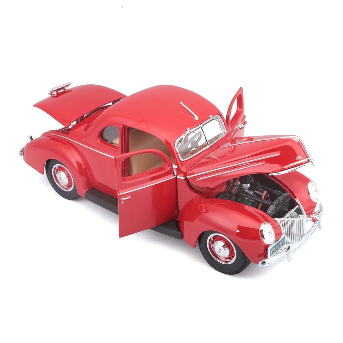 ダイキャストカー 1 18 フォードデラックス 1939 赤ダイキャストメタル