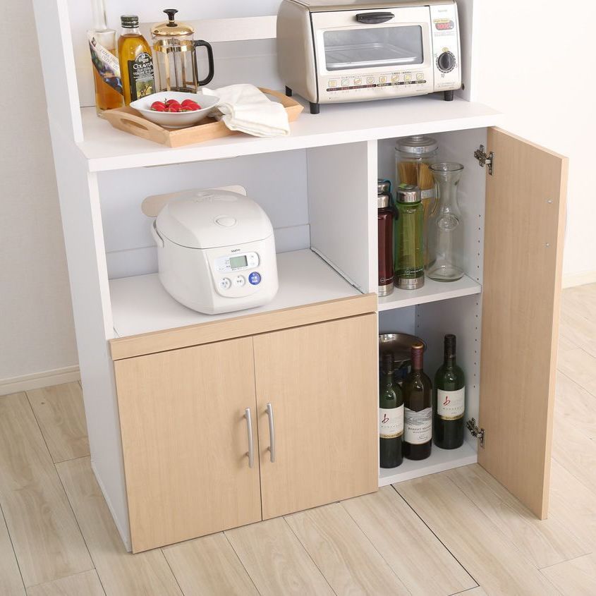 大容量 キッチンボード 幅90cm 食器棚 キッチン収納 キッチンラック レンジ台 レンジボード コンセント NEXPOTALLINN_EU