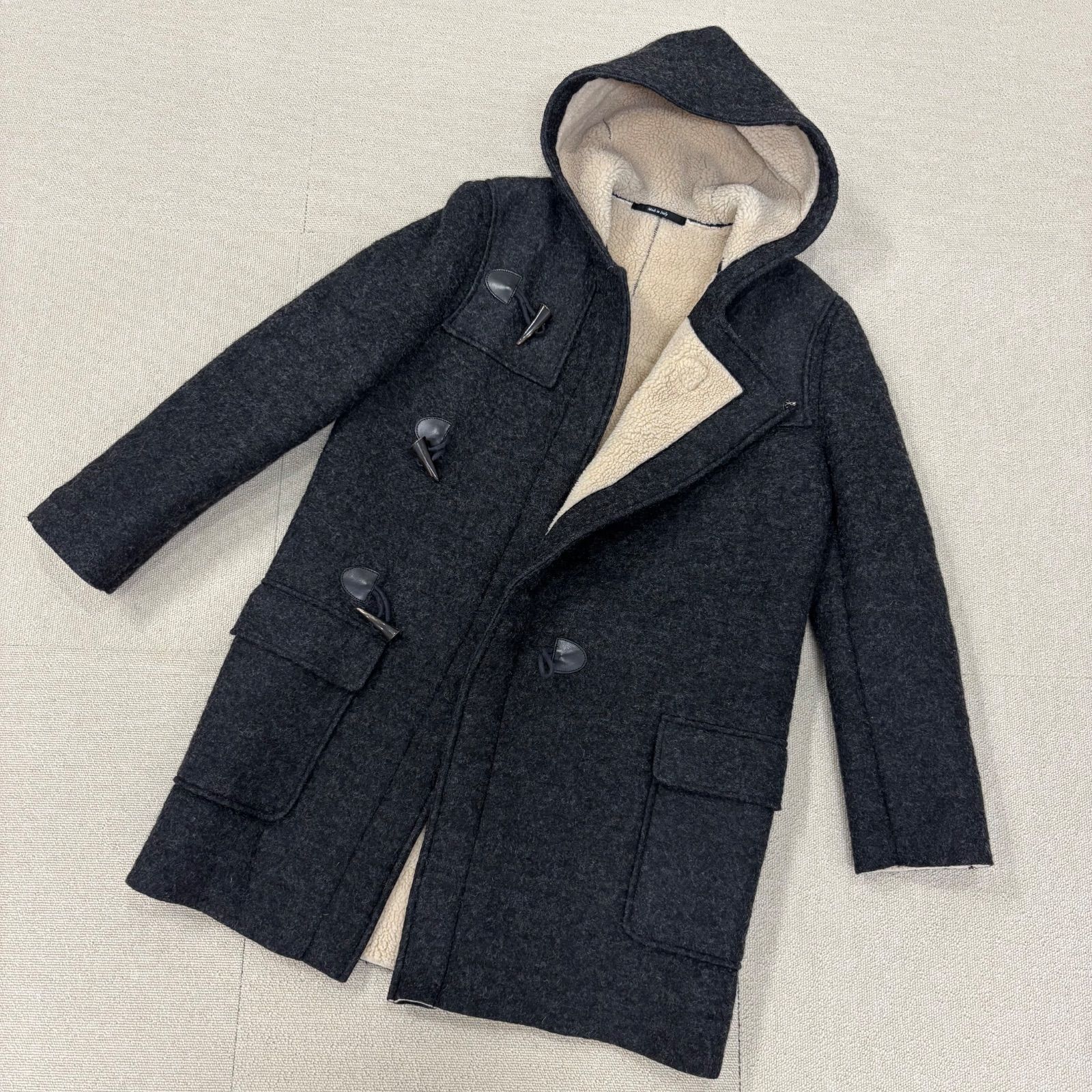 (i)Maison Martin Margiela 10 メゾン マルタン マルジェラ 10 ウールボア ダッフルコート グレー サイズ44 S相当