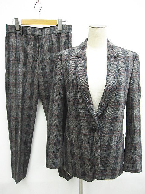 美品 Paul Smith ポールスミス セットアップ チェック 総柄 グレー系 ジャケット パンツ サイズ40 L0051-1028-9