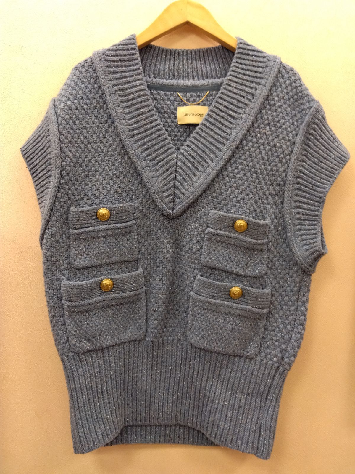 М11 カレンソロジー Curensology ツイーディヤーン ミックスツイード ウール混 ニットベスト