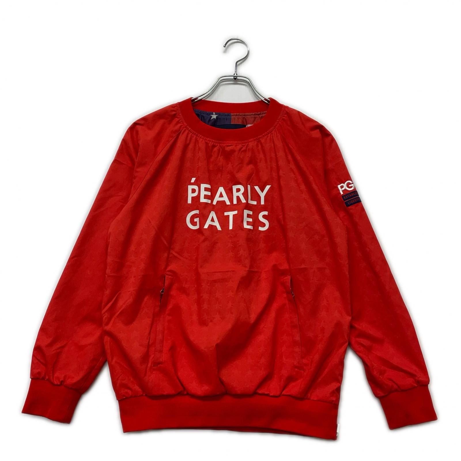 レディース パーリーゲイツ PEARLY GATES スニードジャック 0 S レッド ロゴプリント 蓄熱裏地 透かし星総柄