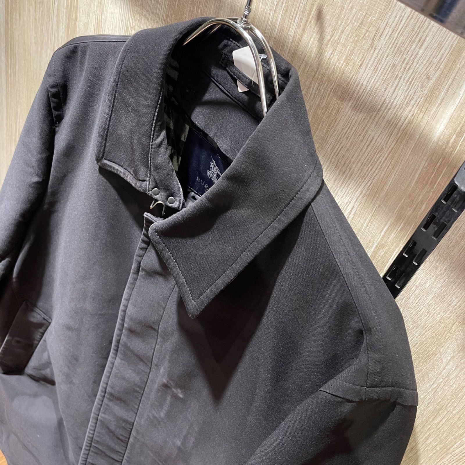 BURBERRY バーバリー ステンカラーコート ブラック メンズL ［G0041