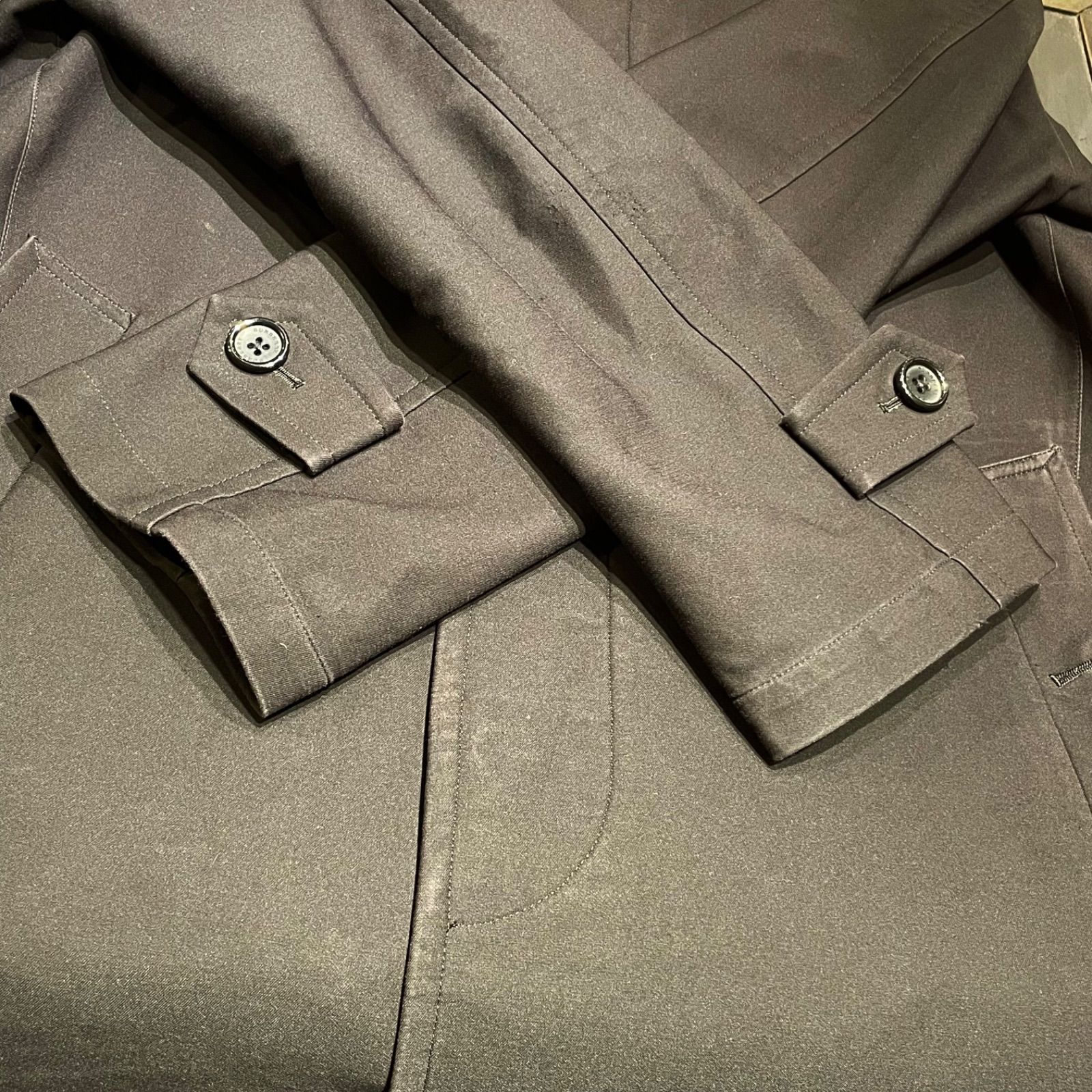 BURBERRY バーバリー ステンカラーコート ブラック メンズL ［G0041