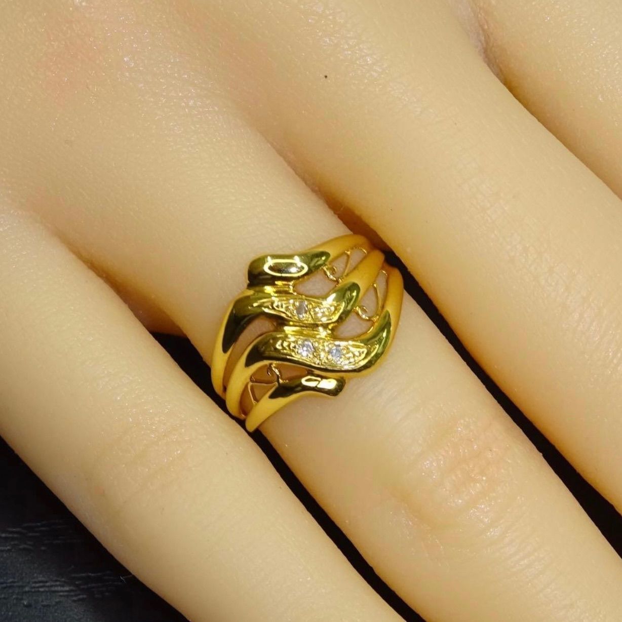 18金 K18 ゴールド GOLD 750 天然ダイヤモンド0.03ct 幅広 デザイン 