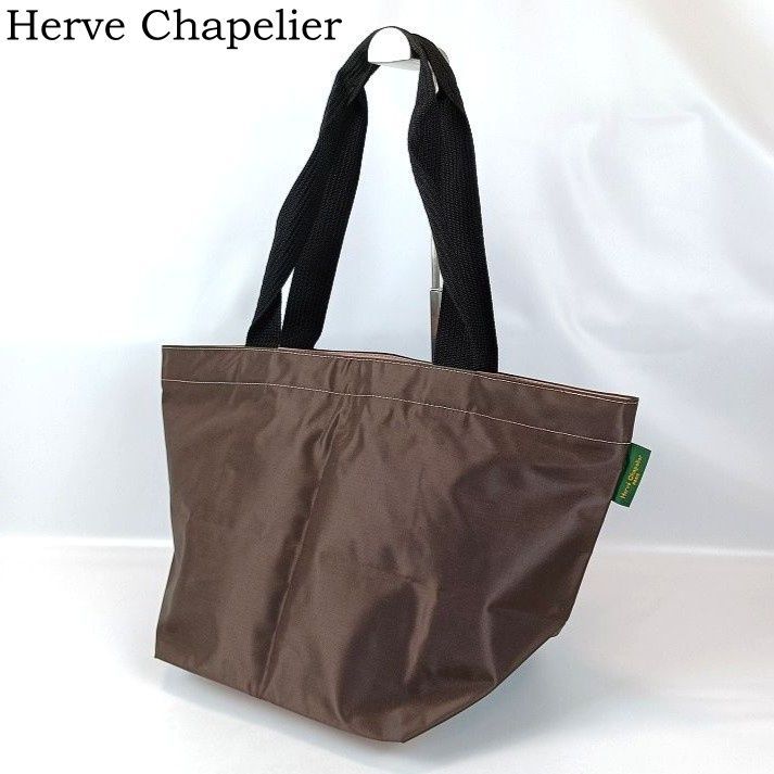 Herve Chapelier エルベシャプリエ 舟形 トートバッグ ブラウン ピンク系 ナイロン 肩掛け 大容量 L 肩掛け レディース