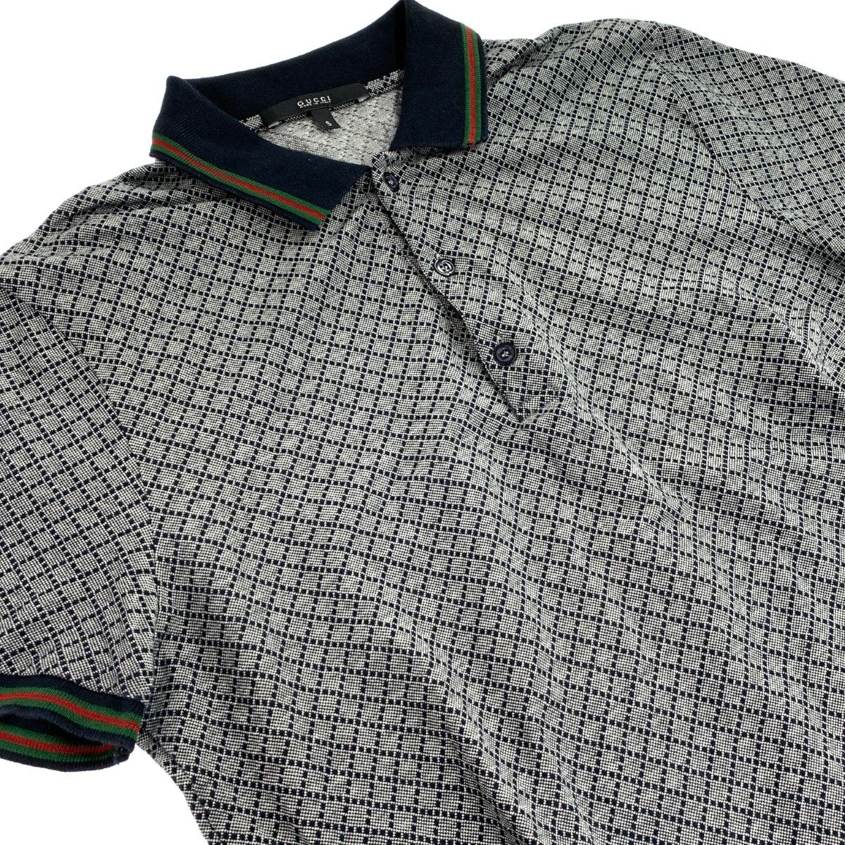 ☆GUCCI☆グッチ☆ライトグレー☆ポロシャツ☆ GUCCI グッチ ポロシャツ サイズ:S コットン100％/イタリア製/総柄
