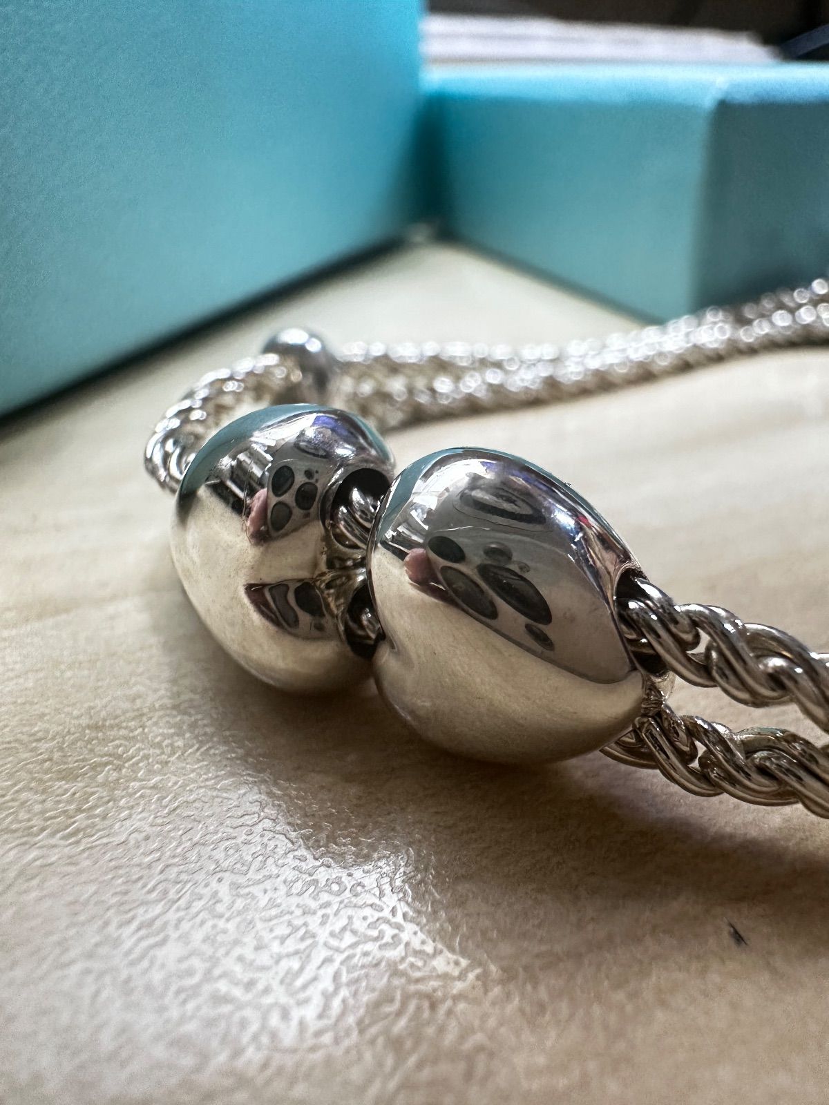 美品 TIFFANY 本物 ティファニー ダブルロープ ハートブレス シルバー