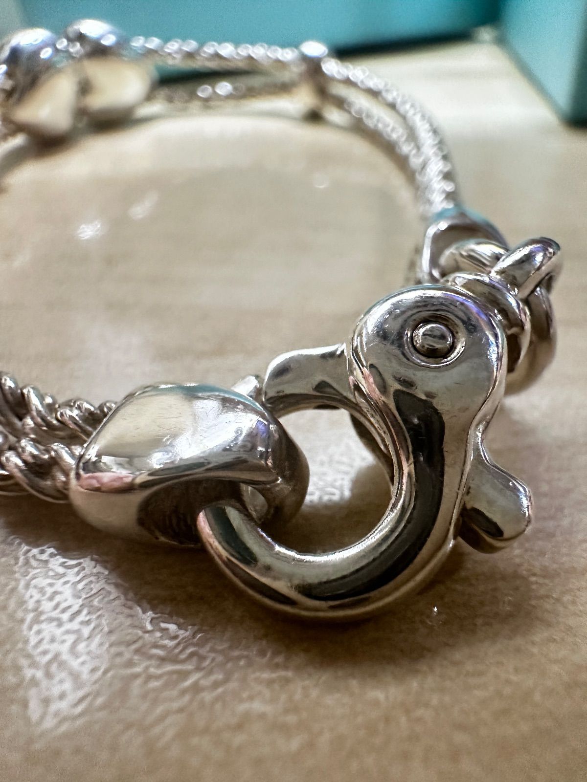 美品 TIFFANY 本物 ティファニー ダブルロープ ハートブレス シルバー