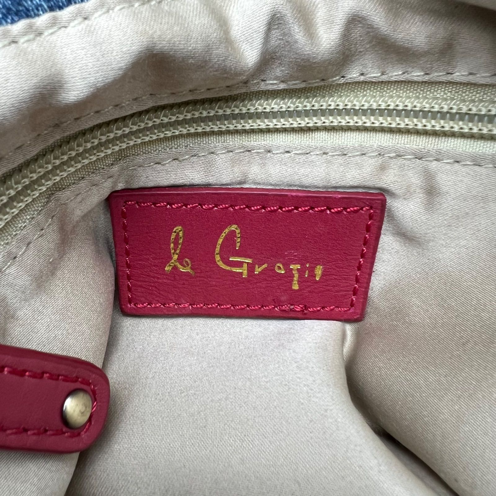 Le Grazie 00s y2k archive leather denim hand bag ルグラッチェ 刺繍
