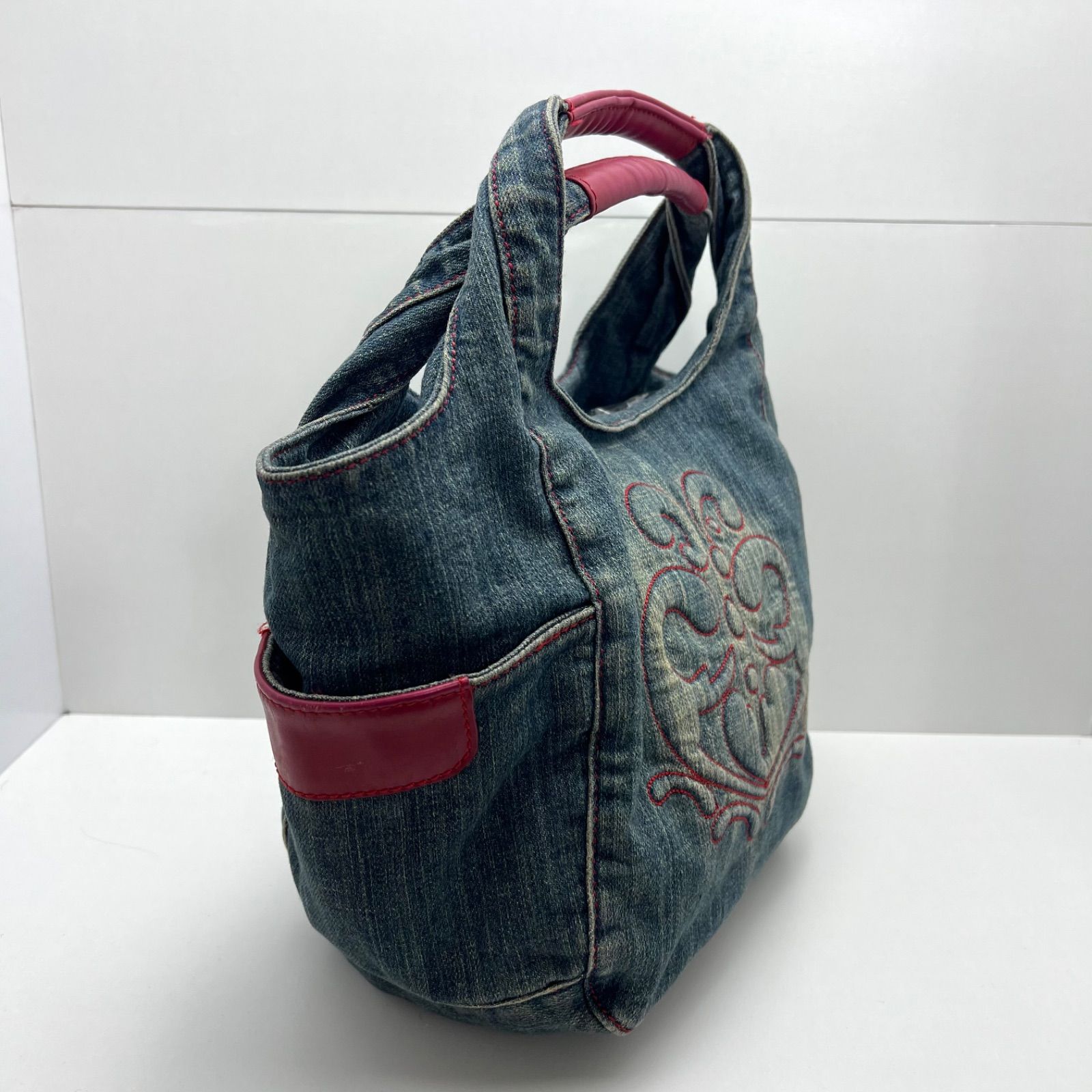 Le Grazie 00s y2k archive leather denim hand bag ルグラッチェ 刺繍