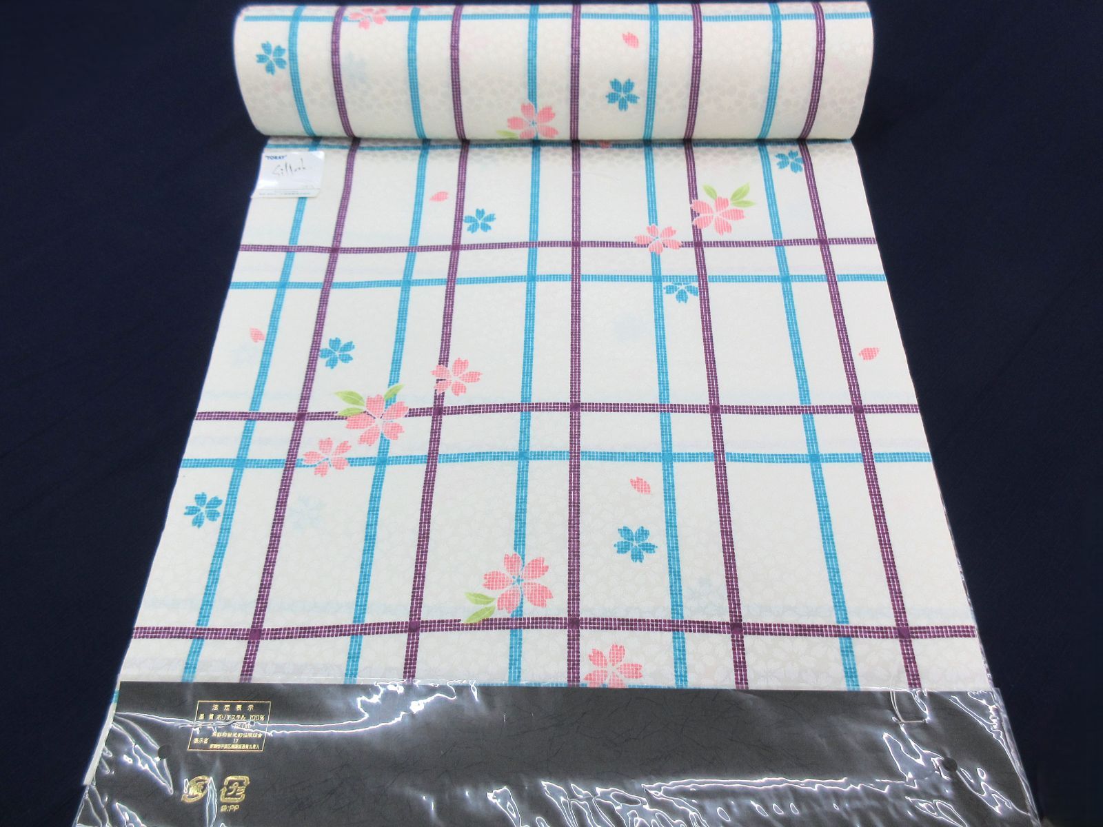 長襦袢地 東レシルック TORAY 桜 格子 b7922