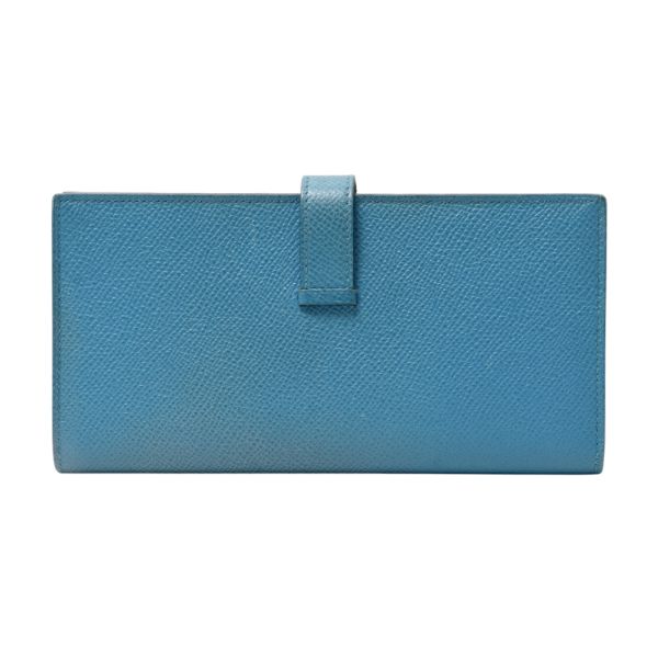 エルメス ベアンスフレ ヴォーエプソン C刻印 長財布 ロングウォレット ブルー系 HERMES