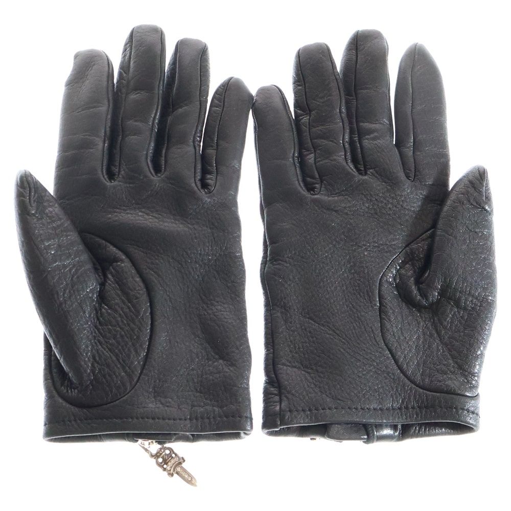 CHROME HEARTS クロムハーツ DGR ZIP GROVE ダガージップ アフターダイヤ レザーグローブ ブラック