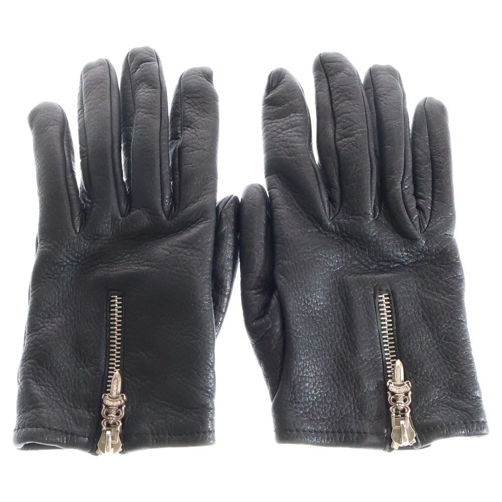 CHROME HEARTS クロムハーツ DGR ZIP GROVE ダガージップ アフターダイヤ レザーグローブ ブラック