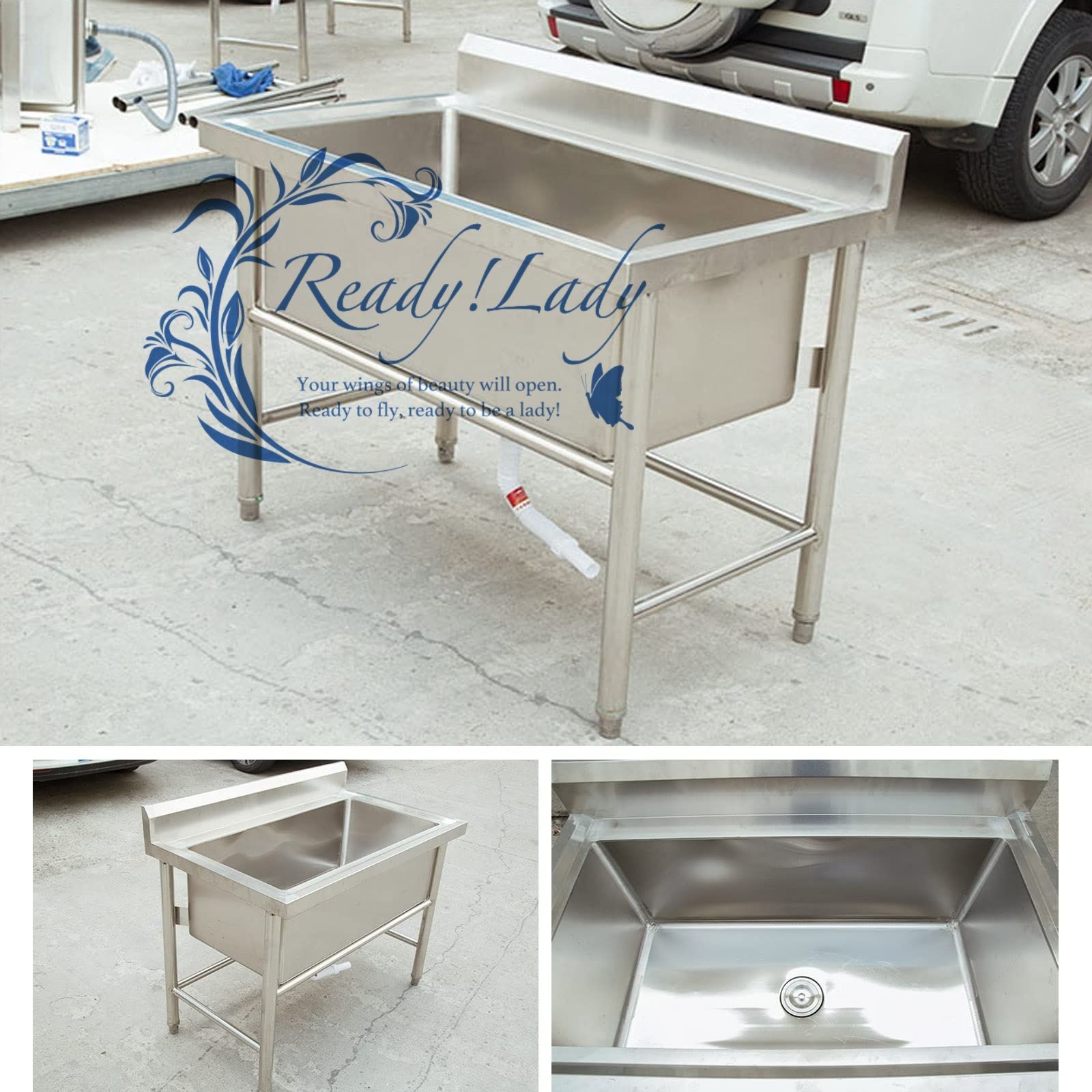 業務用ステンレスシンク単槽自立型ユーティリティシンク40CM深シンク屋外調理用大容量流し台工場 農園に適用