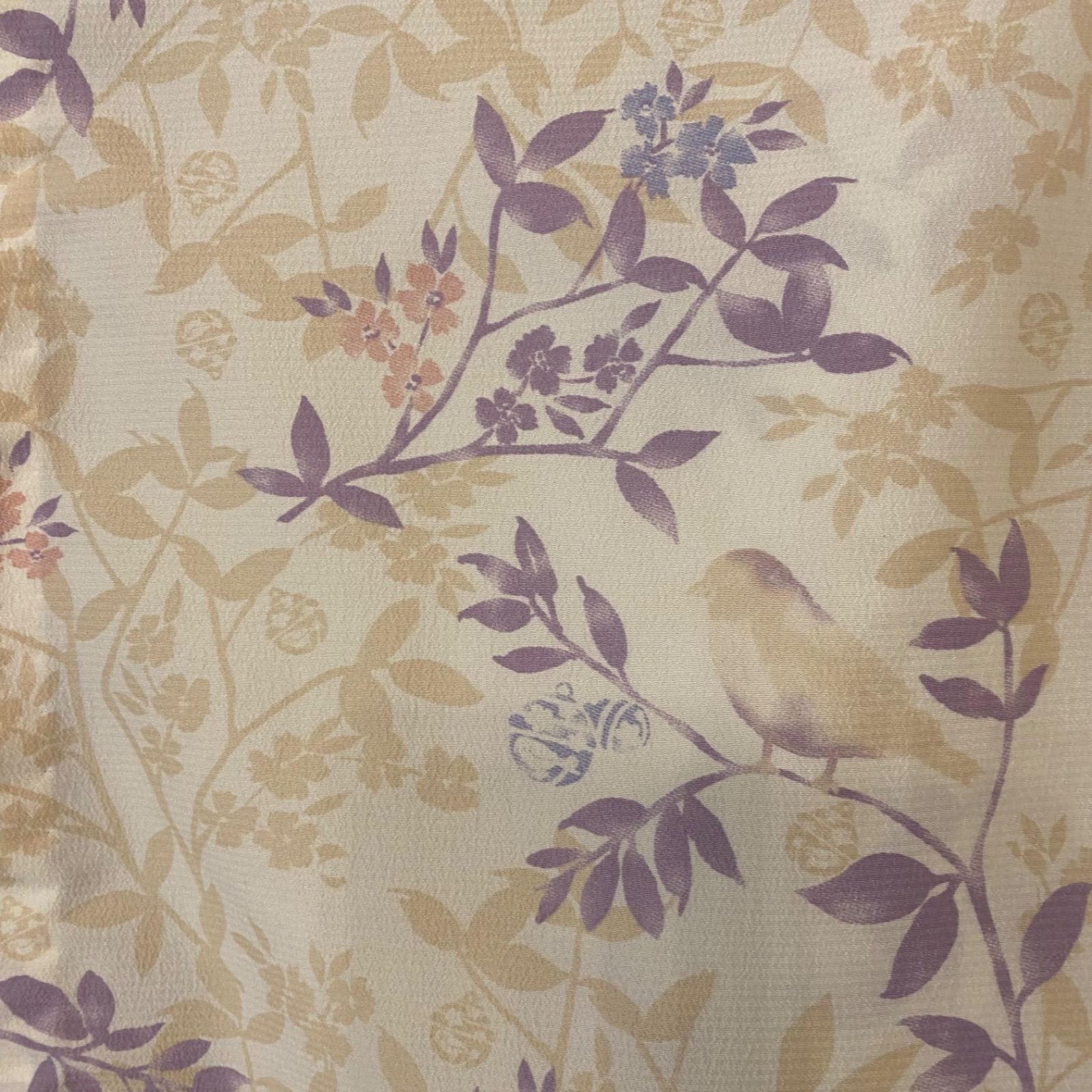 単衣着物 2way アシンメトリー ガウン 羽織り ドレス ワンピース ハンドメイド 和洋折衷 洗える 化繊 リメイク 帯サッシュベルト レトロ 古着 藤色やくすみピンクの花々と葉っぱ KD-76 NEXPOTALLINN_EU