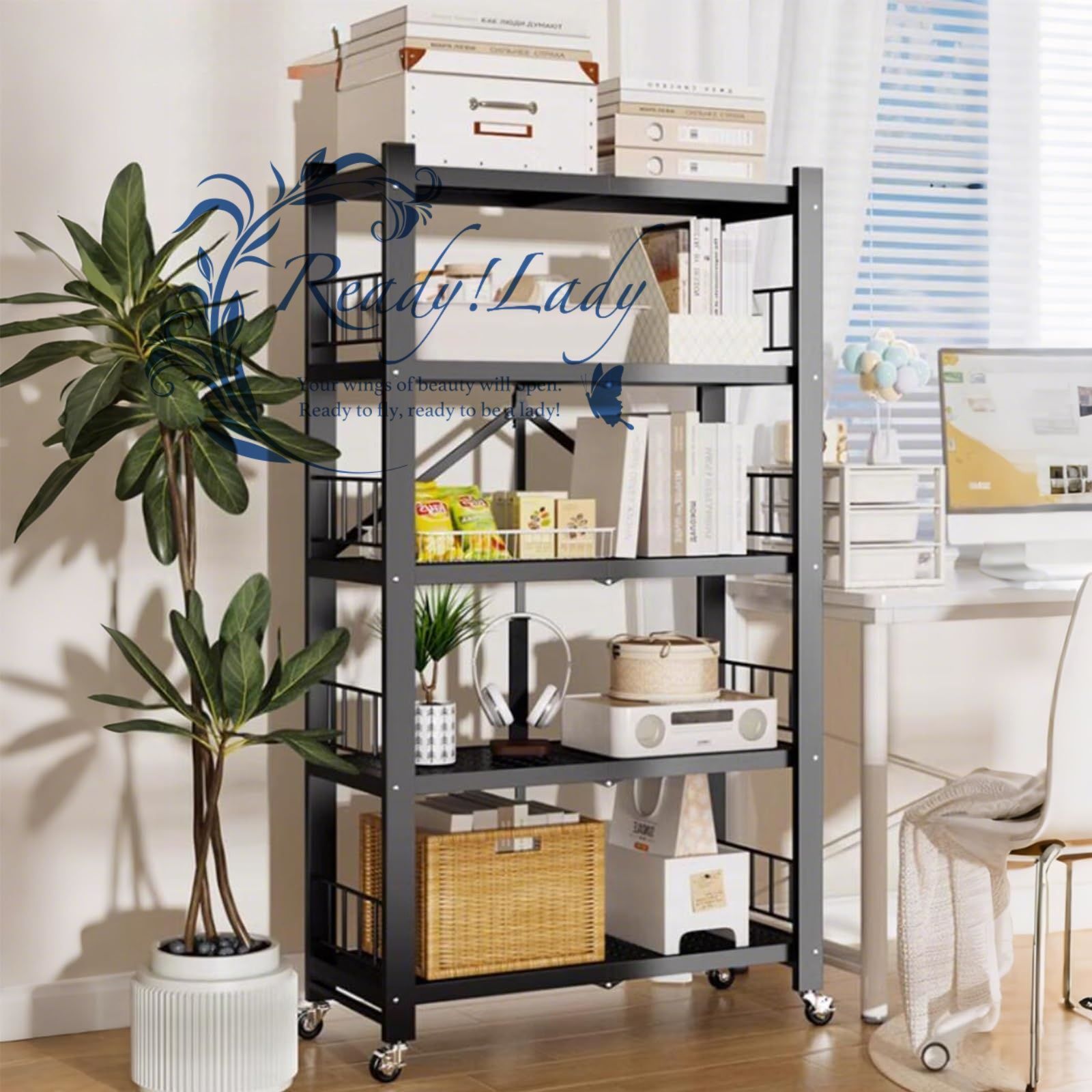 折り畳みラック 折りたたみラック 3 4 5段 棚 広げるだけで使える スチール棚 頑丈 メタルシェルフ リビング ワイヤー シェルフラック おしゃれ 食器庫 家庭倉庫 キッチン 室内寝室収納 業務用 72x37x77cm