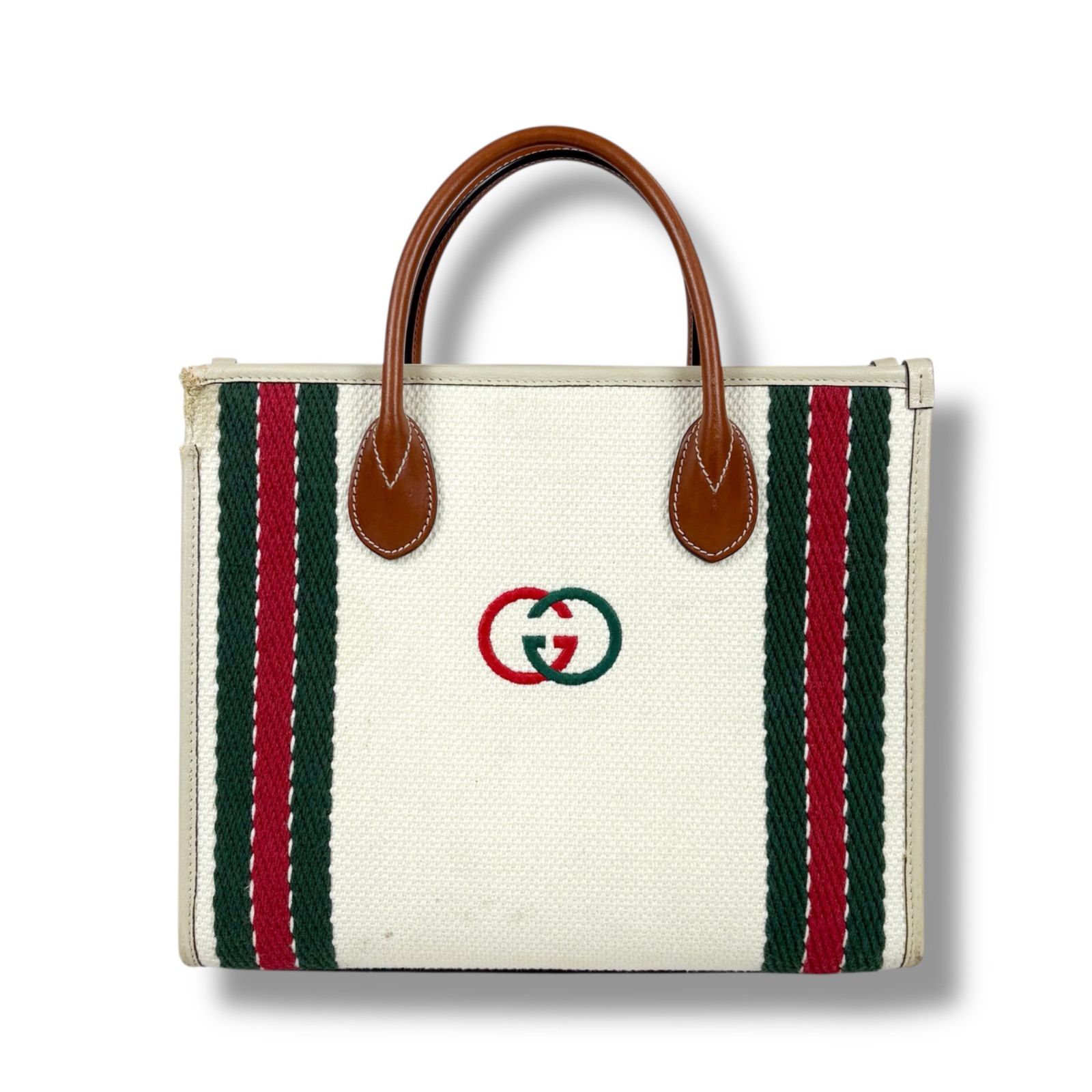 グッチ GUCCI インターロッキング ロゴ刺繍 2WAYトートバッグ 
