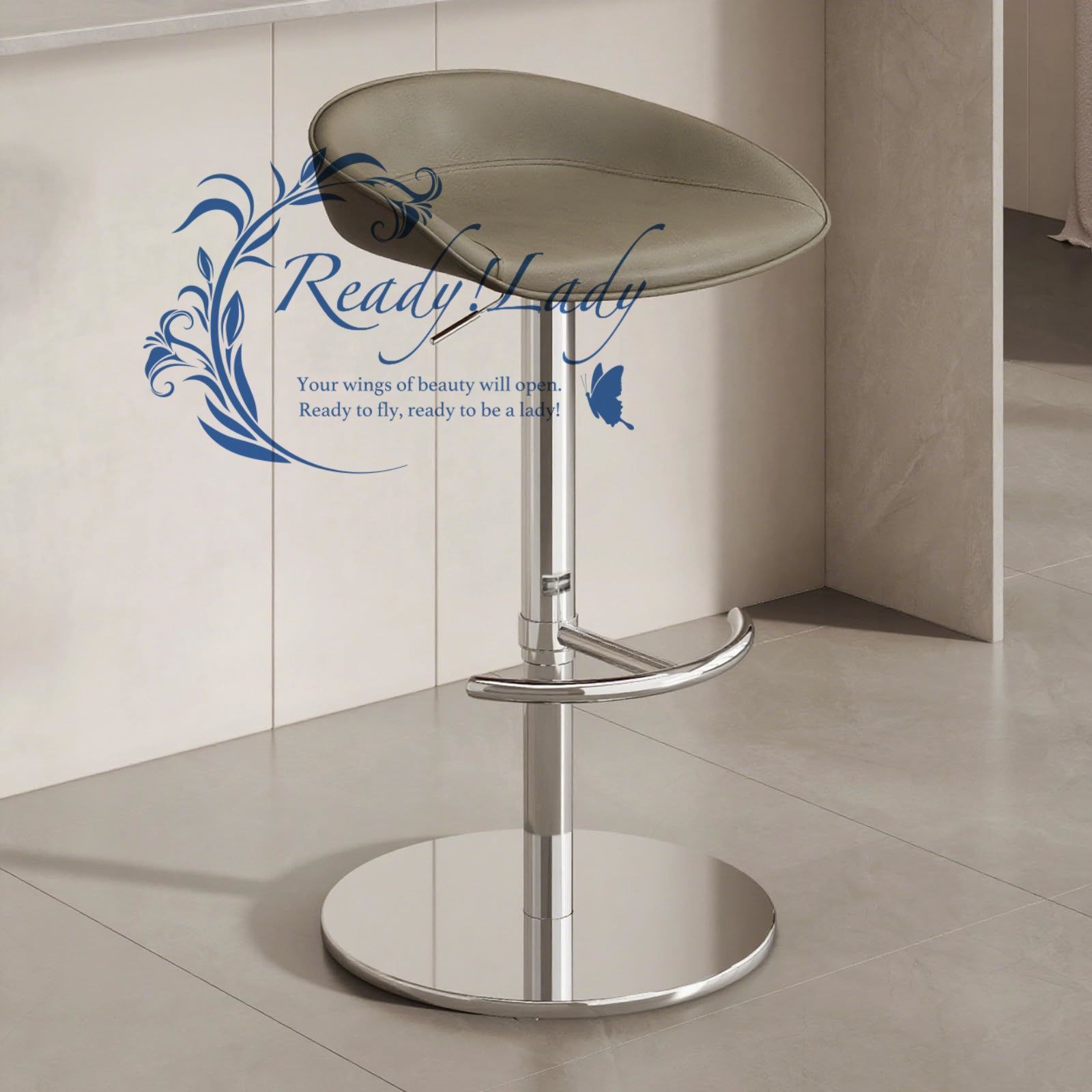 ハイチェア ハイスツール ハイバックチェア 360°回転 便利な上下昇降 高反発スポンジ 幅40cmのシャーシ レザー 金属フレーム付きカウンターチェア レトログリーンと銀色の脚