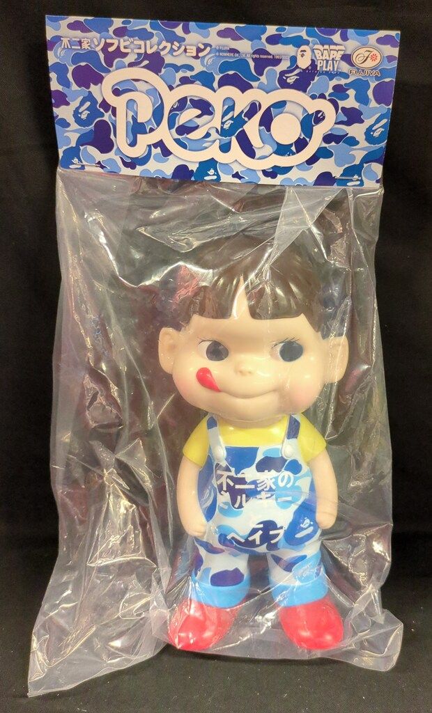 【品質保証，100%新品】 MEDICOM TOY 不二家ソフビコレクション 不二家 ペコちゃん x BAPE(ブルー) その他