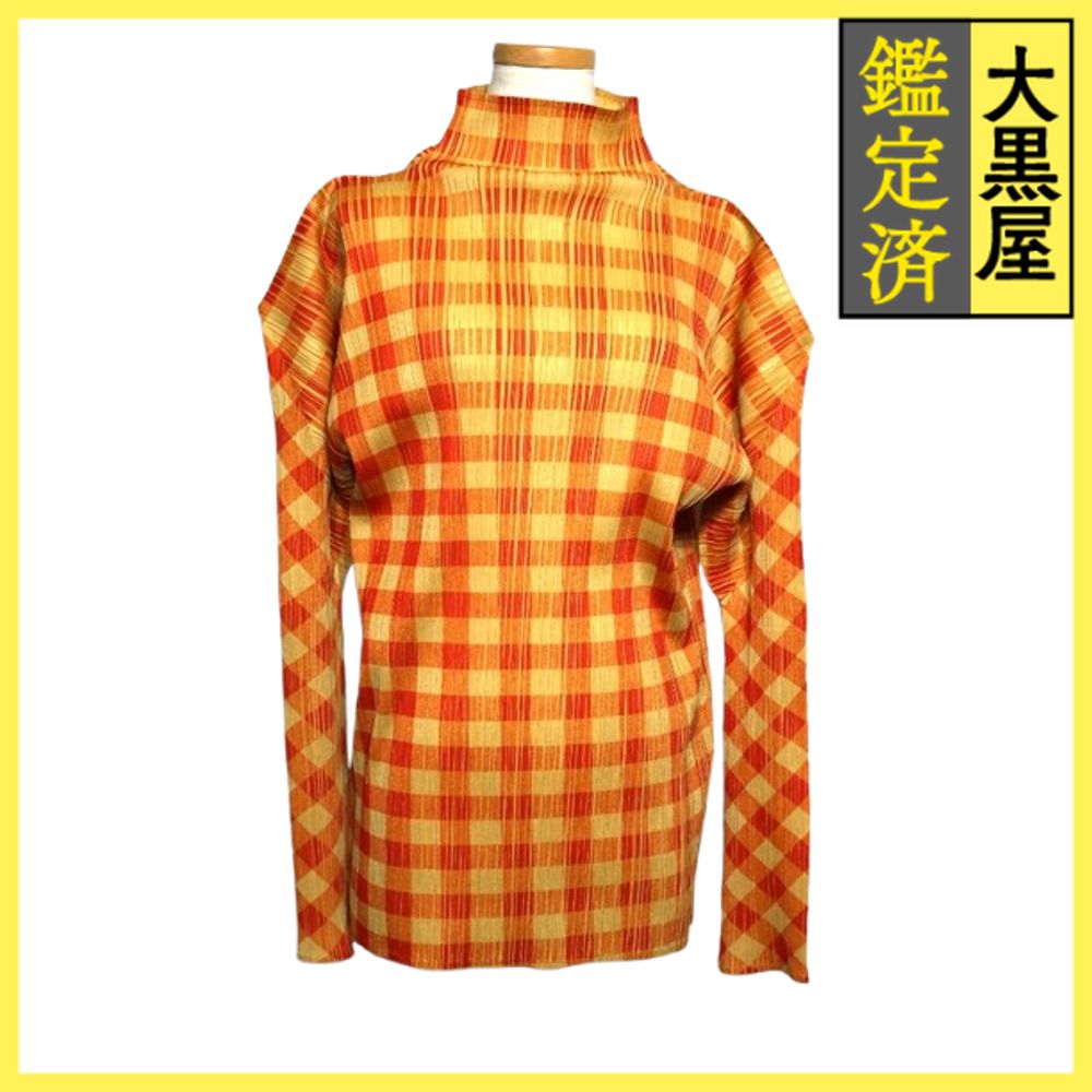 プリーツプリーズイッセイミヤケ チェック 長袖タートルネック PP54-JK604 200