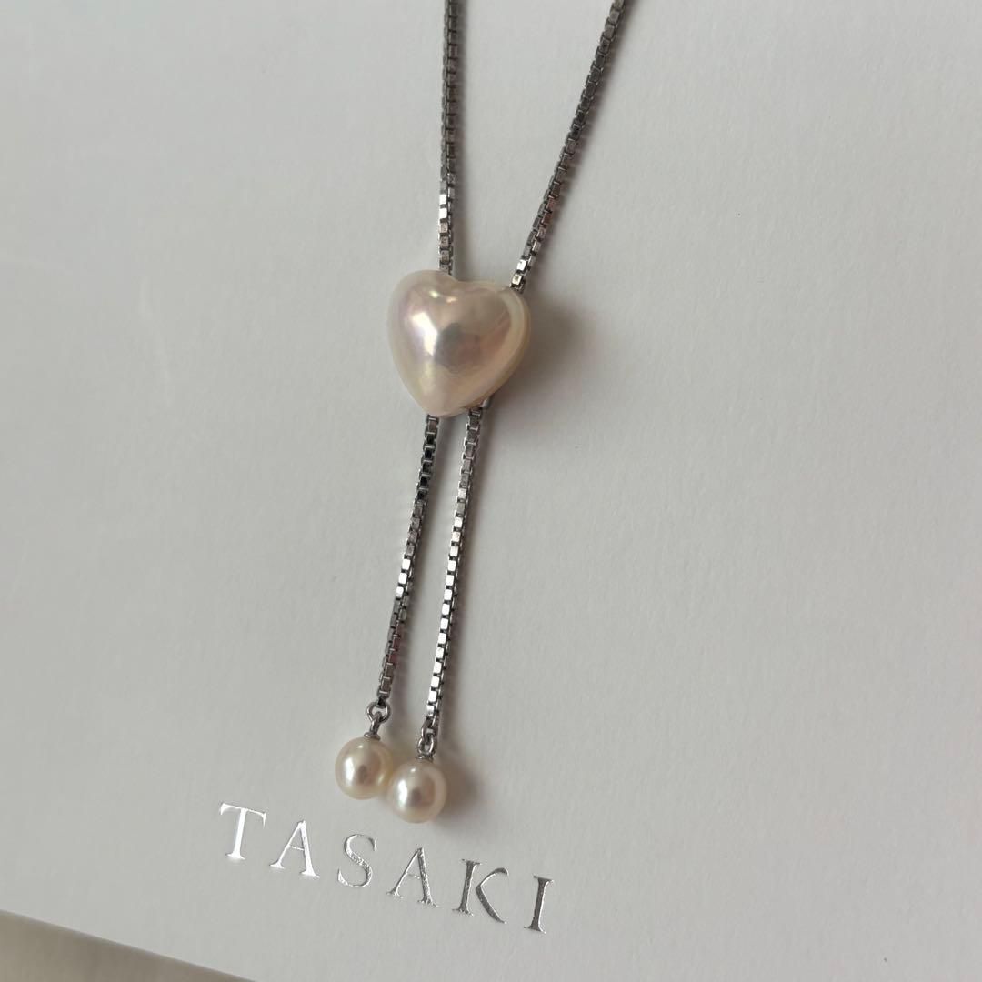 416 タサキ シルバー マベパール スライドネックレス ハート