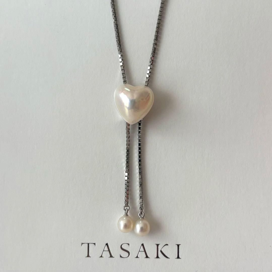 416 タサキ シルバー マベパール スライドネックレス ハート