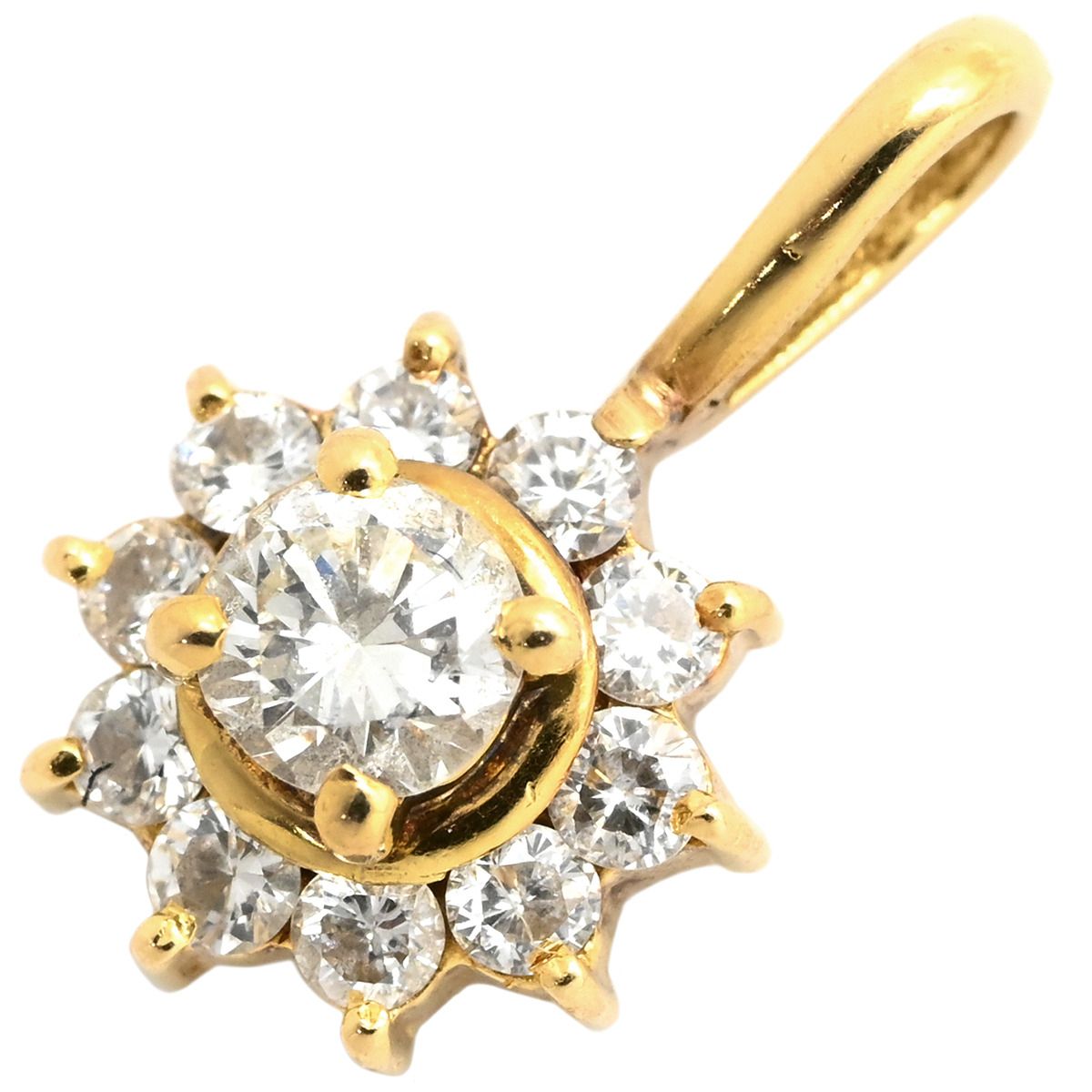 ペンダントトップ K18YG ダイヤモンド イエローゴールド Au750 18K 18金 ダイヤ ペンダントトップ フラワーモチーフ