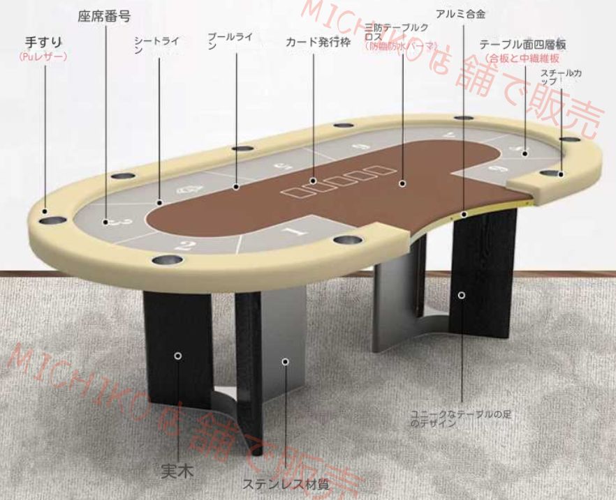 ポーカーテーブル 9 人用 大型サイズ 家庭用 イベント用 本格カジノ体験 飲み物カップホルダー付き WWW_STEELWINDOWSANDDOORS_COM