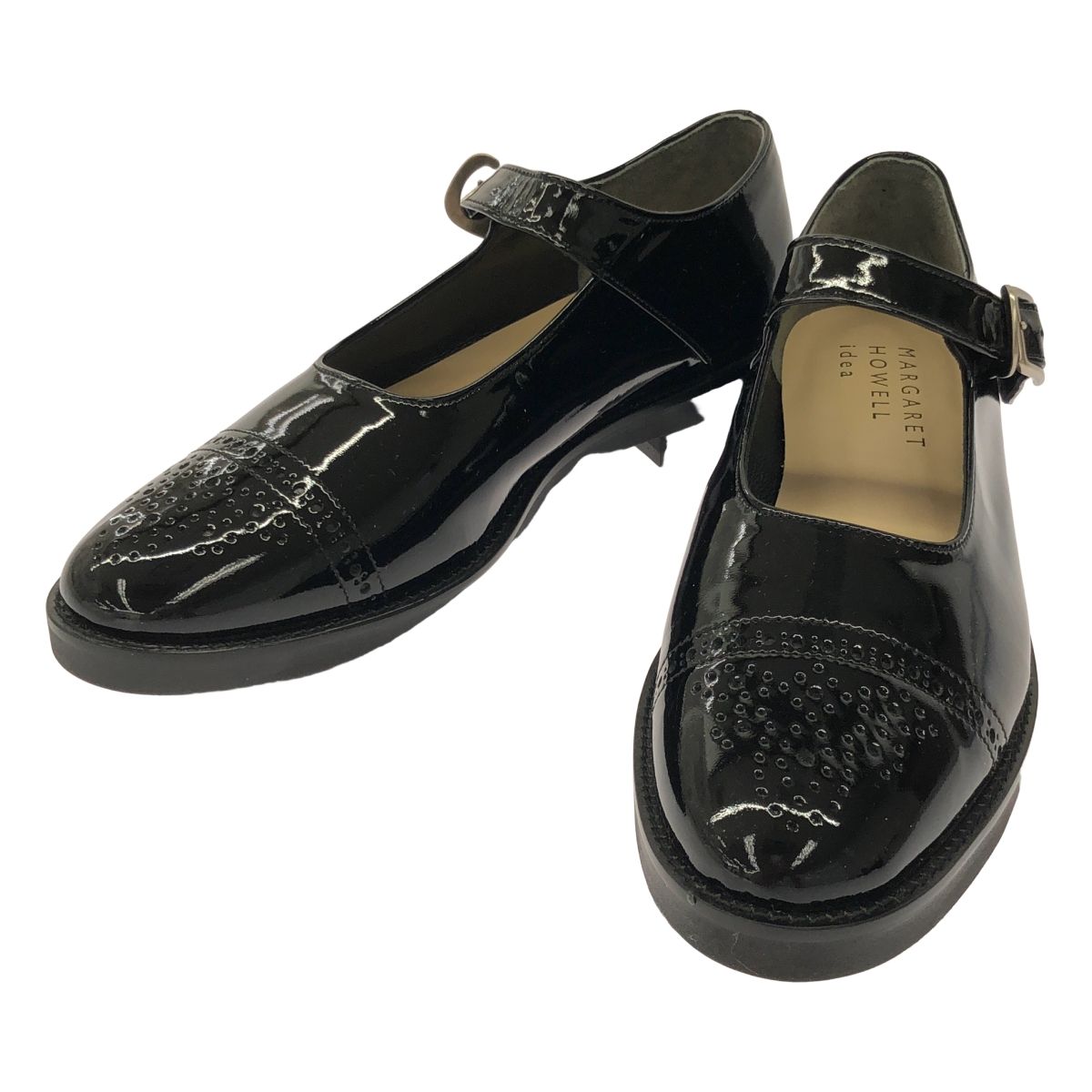 MARGARET HOWELL idea マーガレット ハウエル アイデア パテントメダリオンストラップシューズ 2803 ブラック 22 1|2