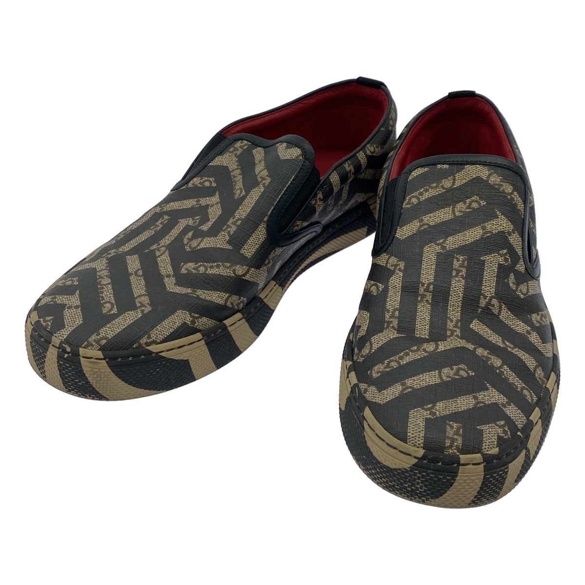 GUCCI グッチ GGカレイド スプリームスリッポンシューズ 407362 ブラック ベージュ 6