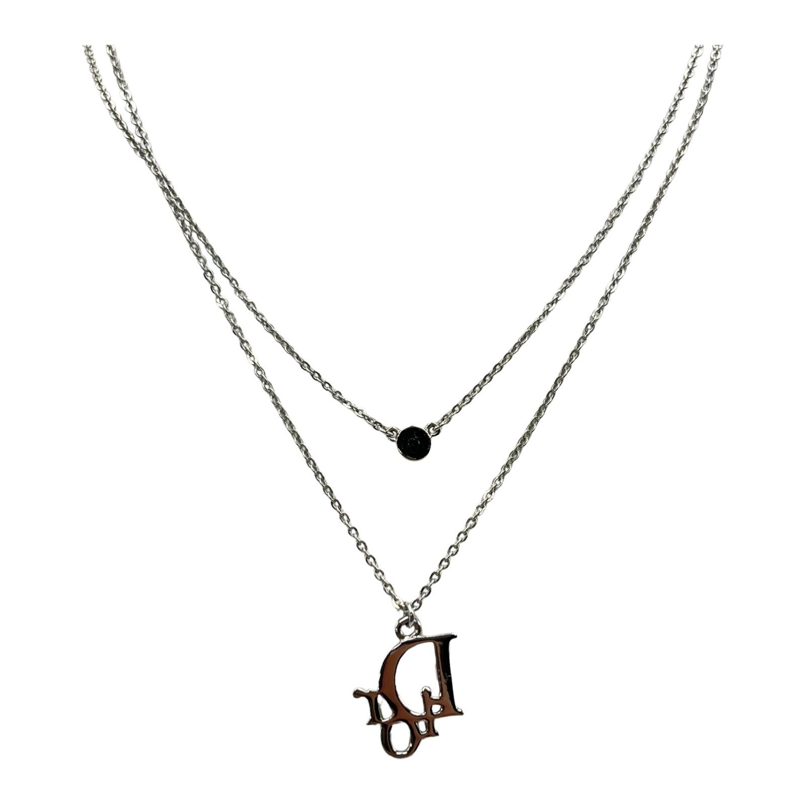 ディオール Dior ネックレス ラインストーン ピンク レディース