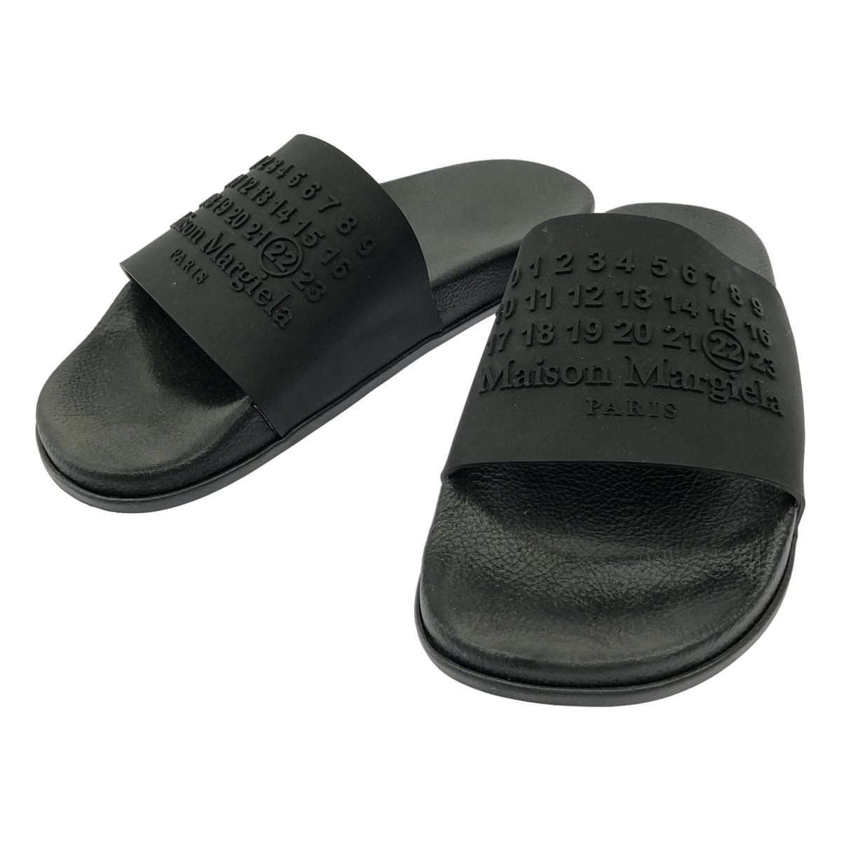 Maison Margiela22 メゾン マルジェラ 20SS ロゴスライズシャワーサンダル S57WX0024 ブラック 44