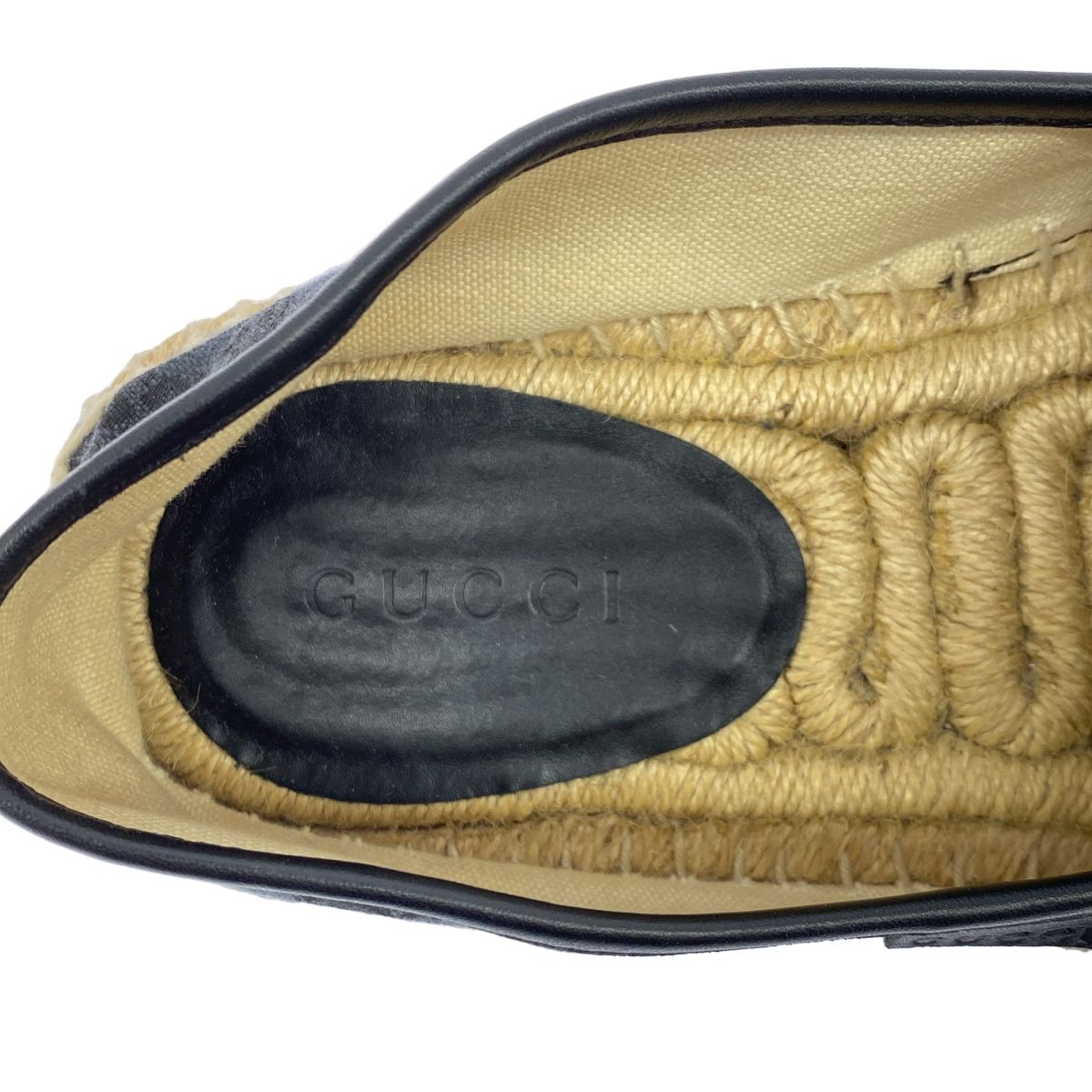  GUCCI グッチ GGキャンバスエスパドリーユ スリッポンシューズ 466903 ネイビー 6 1 2 スリッポン 靴