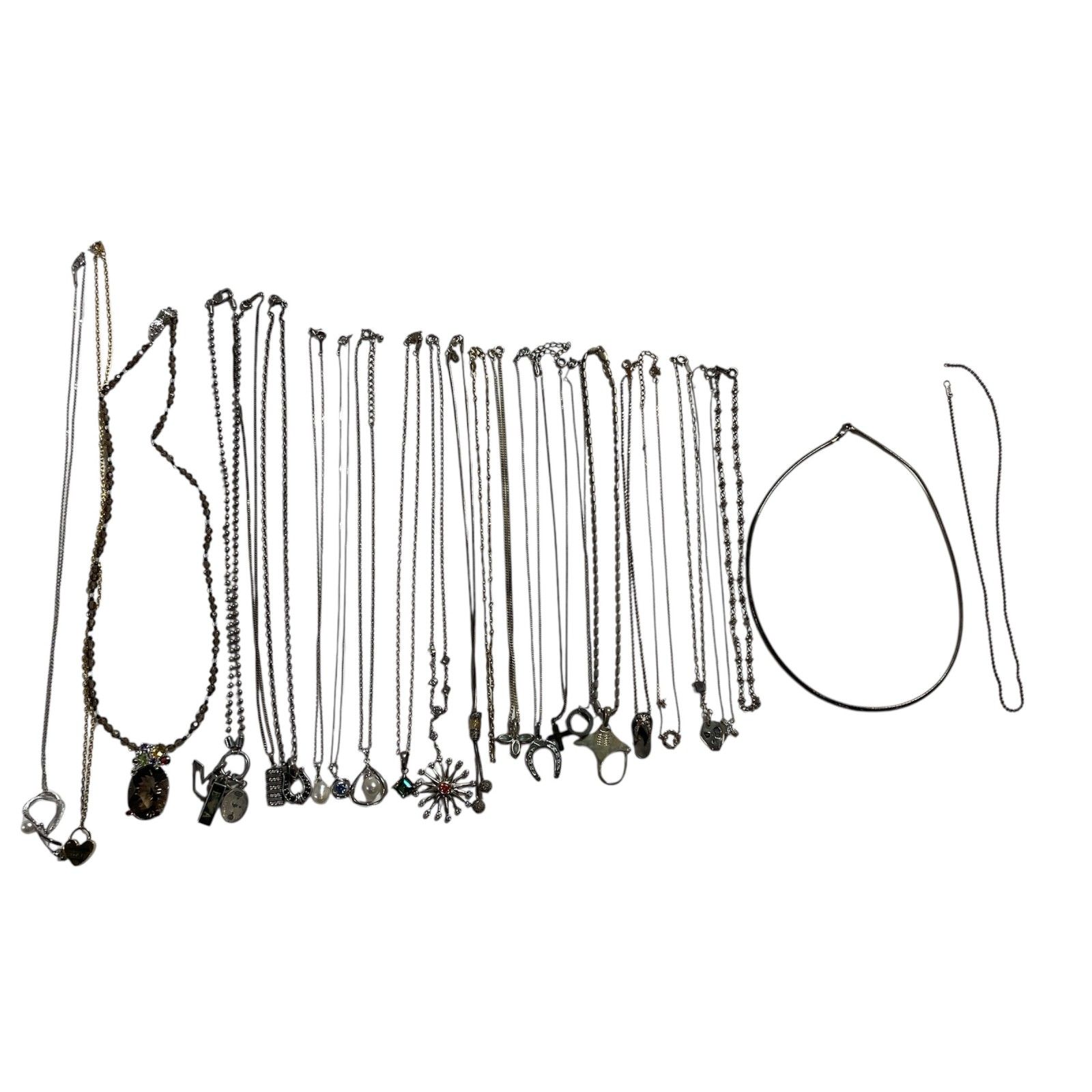 シルバー シルバーネックレス アソート 24本 ＋ チェーン切れ1本 ネックレス 総重量約173g 現状品 0.17kg