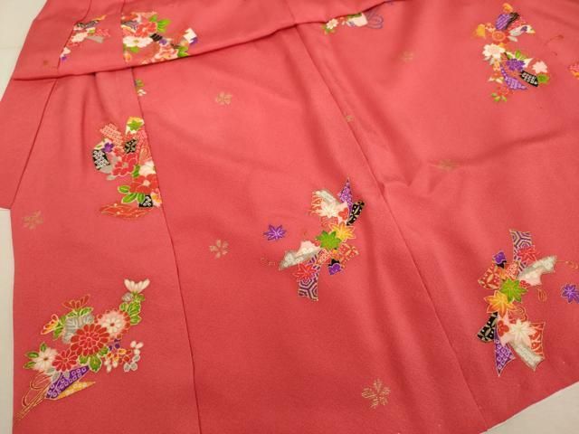 平和屋着物[]七五三 女の子 3歳 祝着 三つ身 被布・草履・巾着・髪