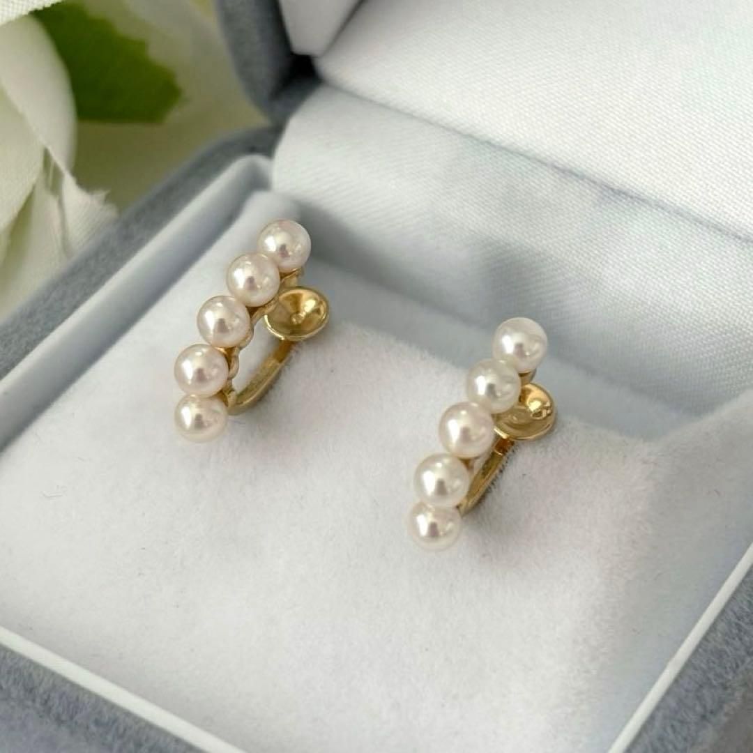 051 ミキモト K 18 ベビーパール イヤリング 5珠ずつ