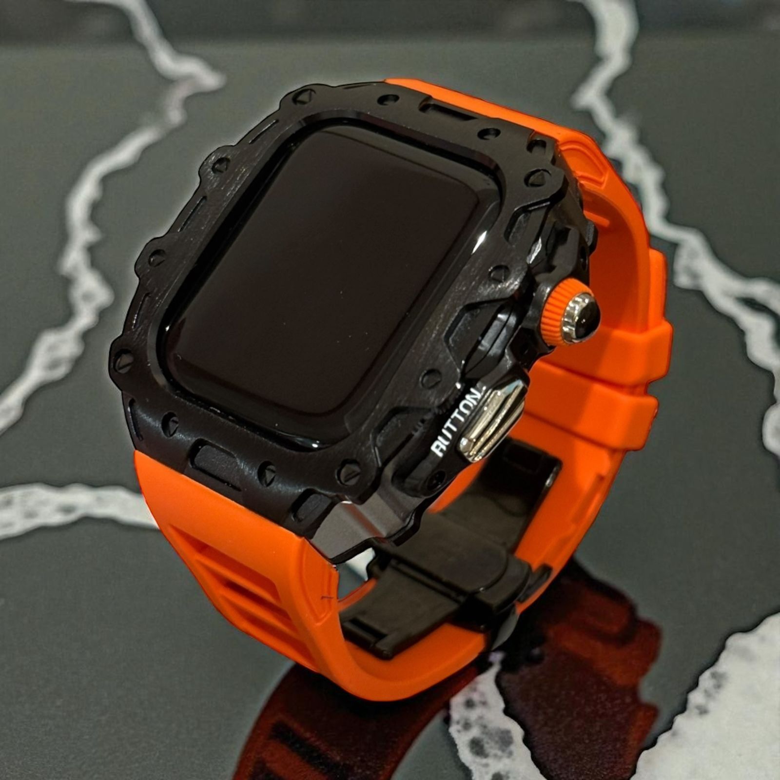 Dバックルモデル 46mm series10 11. アップルウォッチ カスタム カバー フォージドステンレス ケース Apple Watch フッ素 ラバー バンド 16