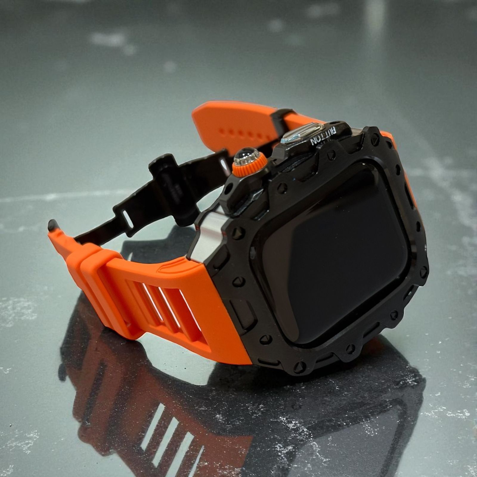 Dバックルモデル 46 mm series 10 11. アップルウォッチ カスタム カバー フォージドステンレス ケース Apple Watch フッ素 ラバー バンド 16