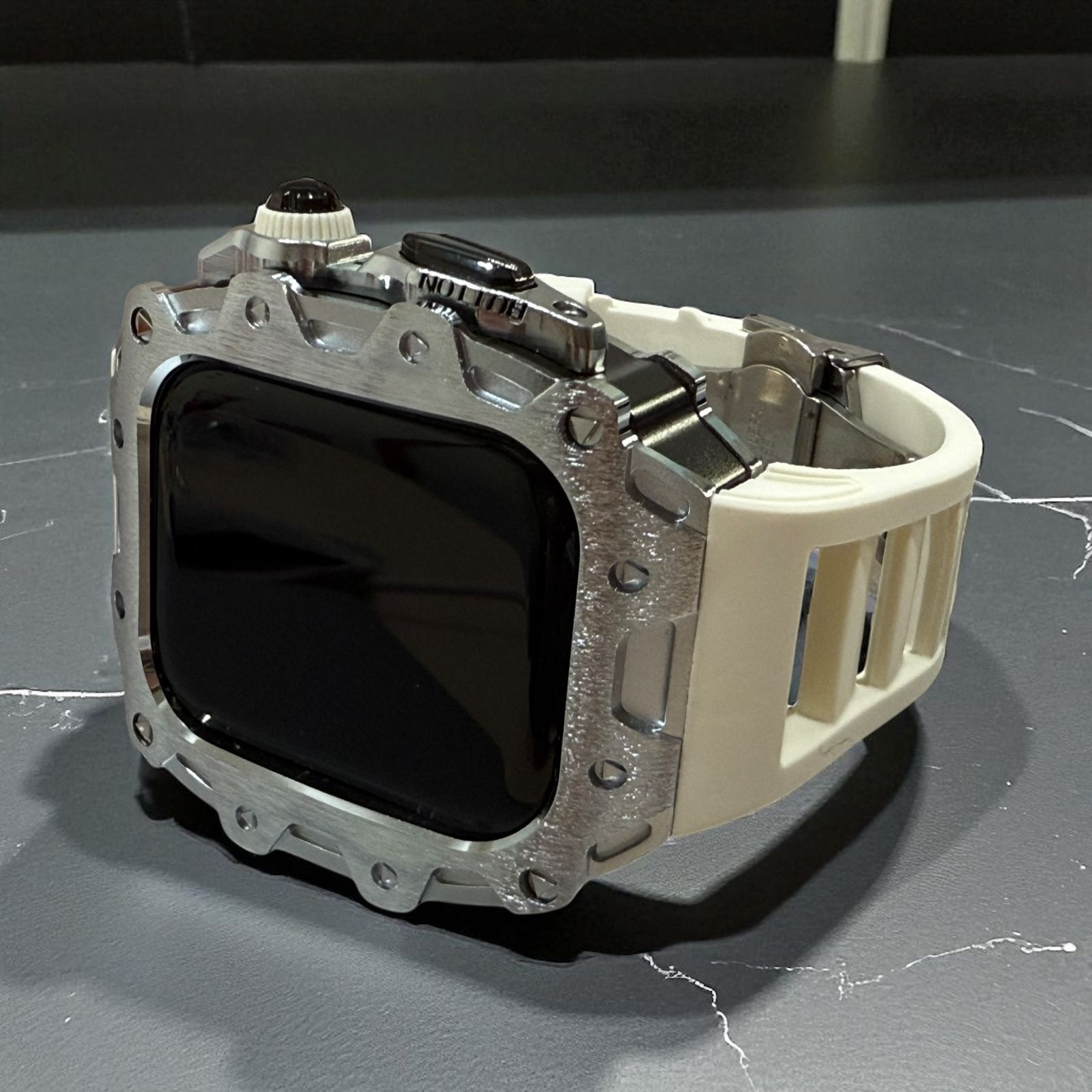 Dバックルモデル 46 mm series 10 11 アップルウォッチ カスタム カバー フォージドステンレス ケース Apple Watch フッ素 ラバー バンド 13