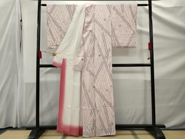 平和屋着物□上質な小紋 竹 金彩 正絹 逸品 AABC1977nf 平和屋着物○